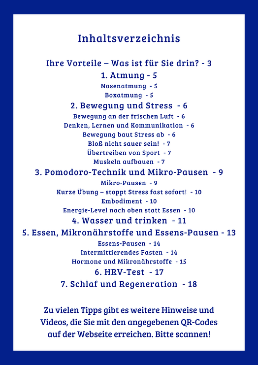 Inhaltsverzeichnis - 7-Top-Tipps für mehr Energie, Lebensfreude und Effizienz Inhaltsverzeichnis - 7-Top-Tipps für mehr Energie, Lebensfreude und Effizienz