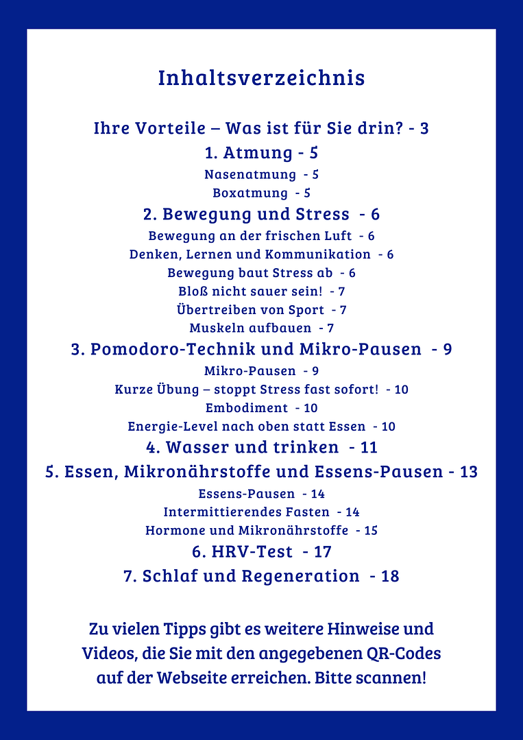 Inhaltsverzeichnis - 7-Top-Tipps für mehr Energie, Lebensfreude und Effizienz Inhaltsverzeichnis - 7-Top-Tipps für mehr Energie, Lebensfreude und Effizienz